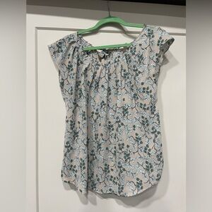 LC Lauren Conrad Floral Blouse - Cream and Green